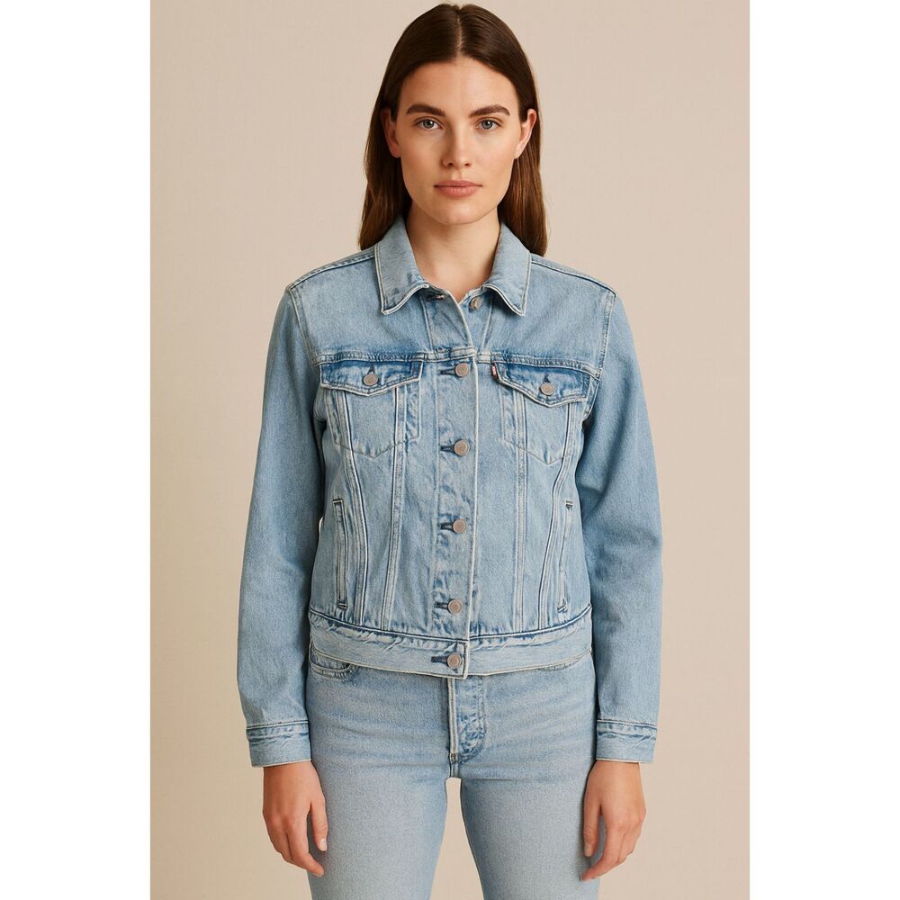 Vintage Levi Strauss Blue Denim Button Up Jacket Coat Top  Women's Size Medium